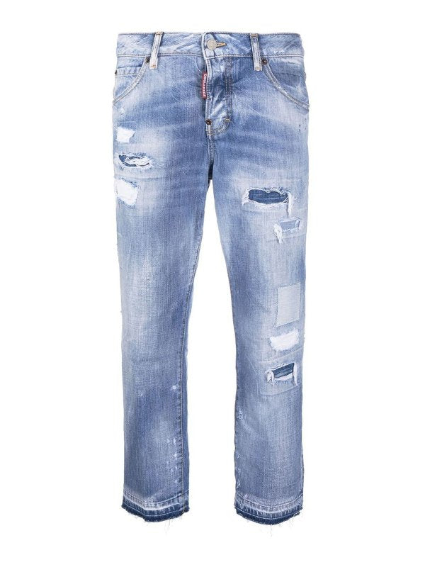 Jeans Scoloriti A Gamba Dritta Con Vita Bassa