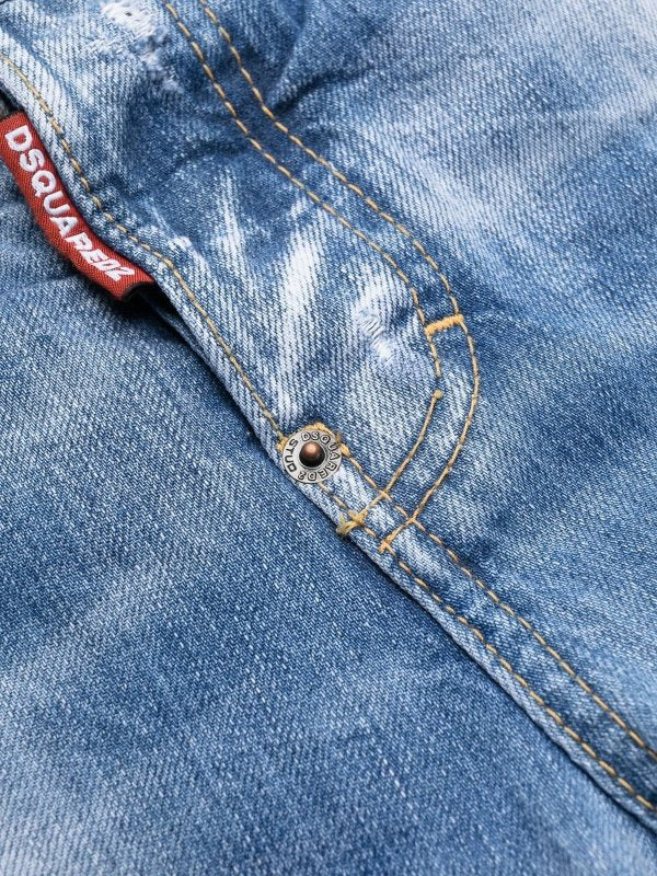 Jeans Scoloriti A Gamba Dritta Con Vita Bassa