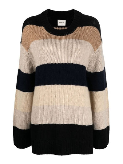 Pullover Girocollo In Cashmere A Righe