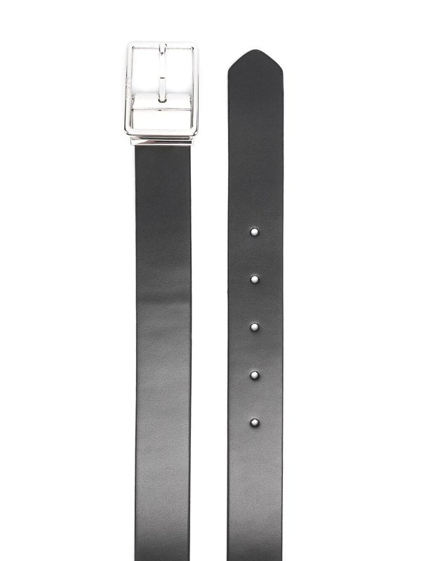 Cintura In Pelle Con Hardware Color Argento