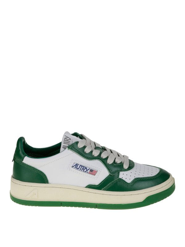 Sneakers Bicolore In Pelle Con Logo