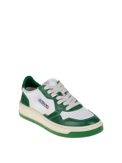 Sneakers Bicolore In Pelle Con Logo