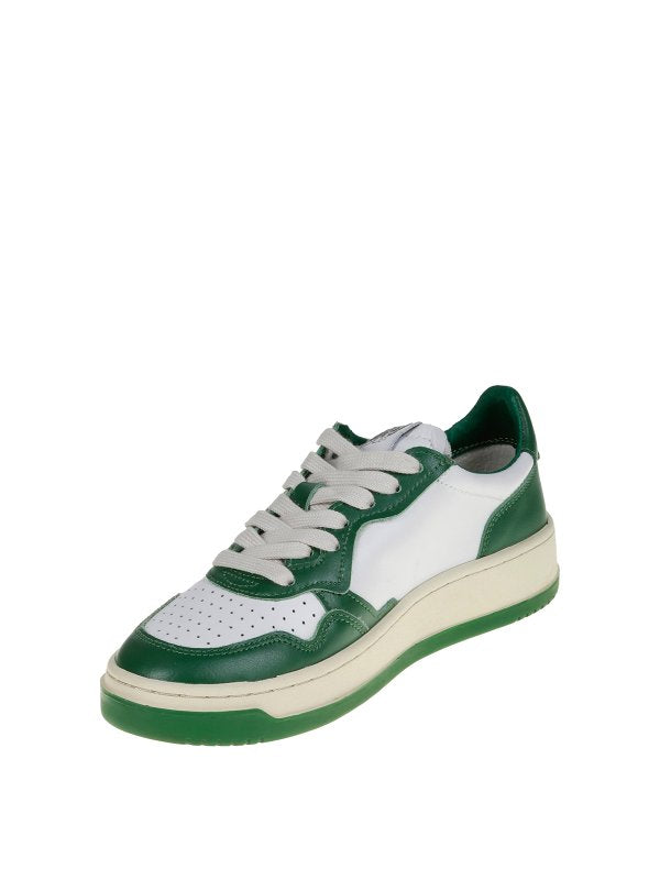 Sneakers Bicolore In Pelle Con Logo