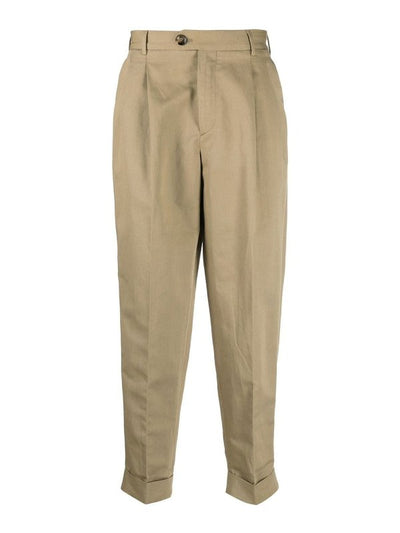 Pantaloni In Cotone Con Pieghe Frontali
