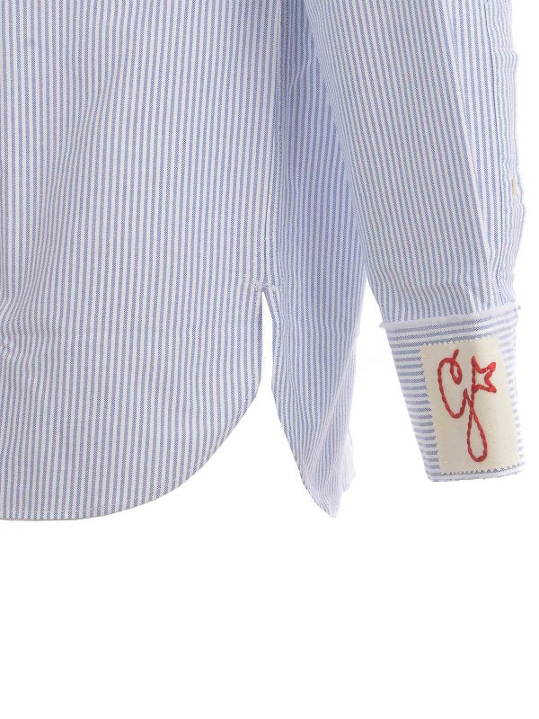 Camicia In Cotone A Righe Con Logo E Taschino