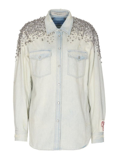 Camicia Con Cristalli Distressed