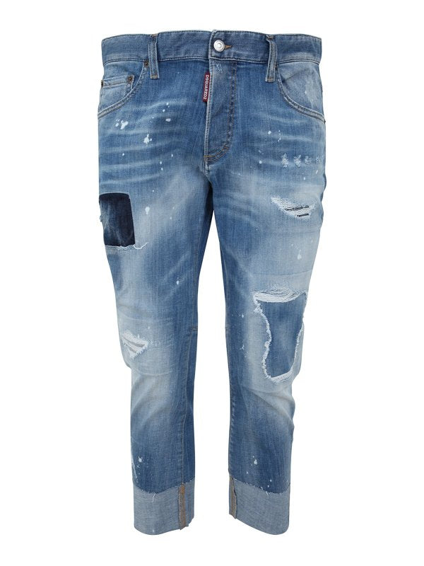 Jeans Patchwork Effetto Sbiancato