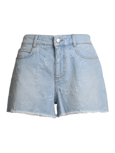 Shorts In Jeans Con Logo Laserato