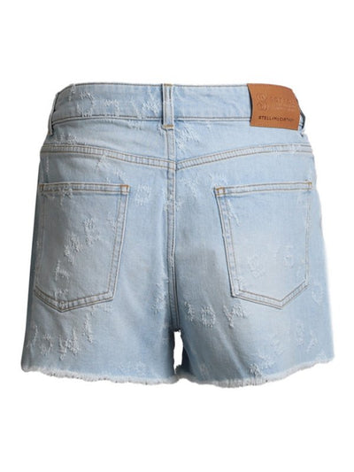 Shorts In Jeans Con Logo Laserato