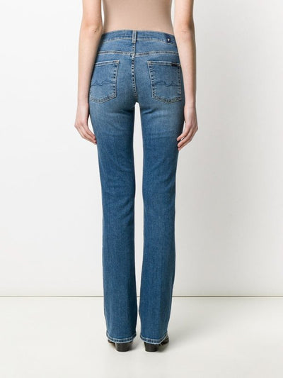 Jeans Svasati In Misto Cotone Azzurro