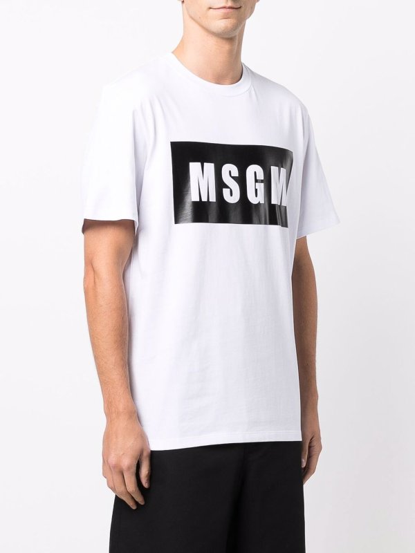 T-shirt In Cotone Bianco/nero Con Stampa Logo