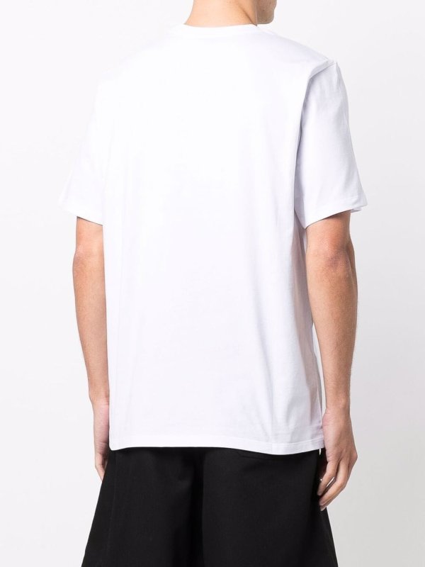 T-shirt In Cotone Bianco/nero Con Stampa Logo