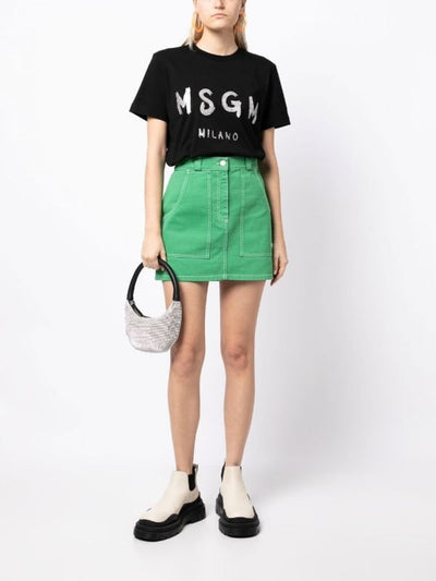 T-shirt A Maniche Corte Con Stampa Logo Msgm