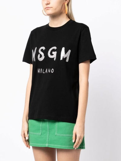 T-shirt A Maniche Corte Con Stampa Logo Msgm