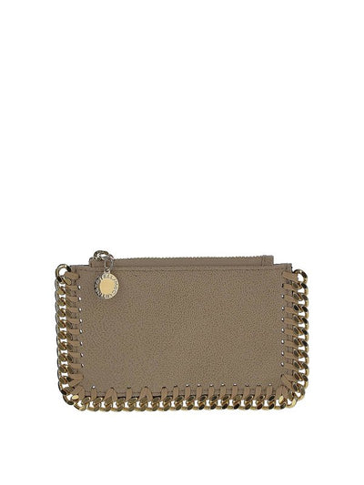 Beige Card Case Whit Gold-tone Hardware