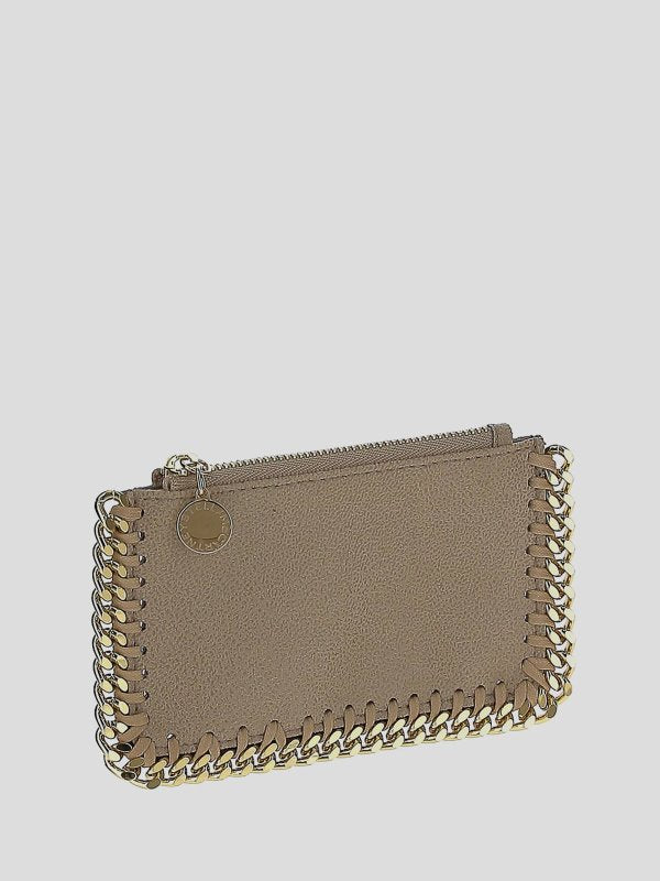 Beige Card Case Whit Gold-tone Hardware