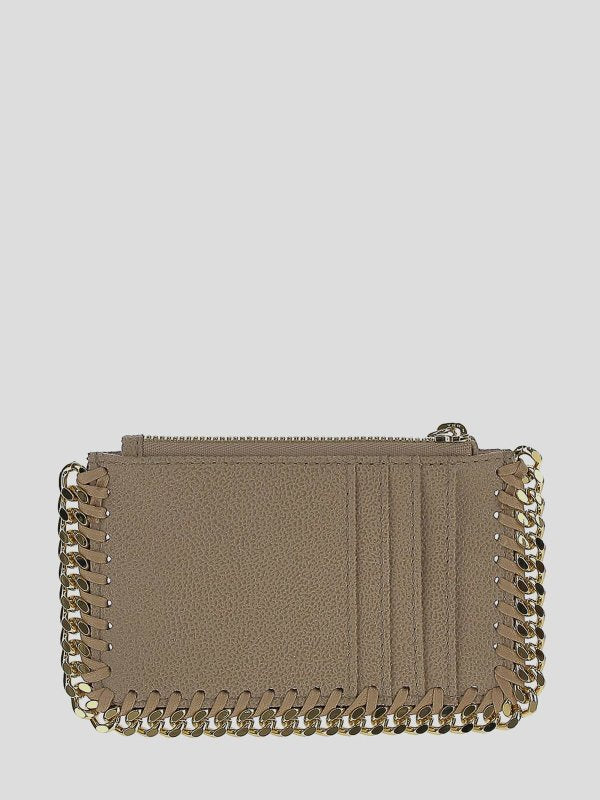 Beige Card Case Whit Gold-tone Hardware