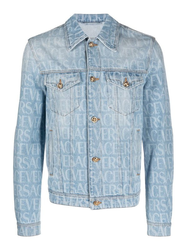 Giacca In Denim Con Logo All Over