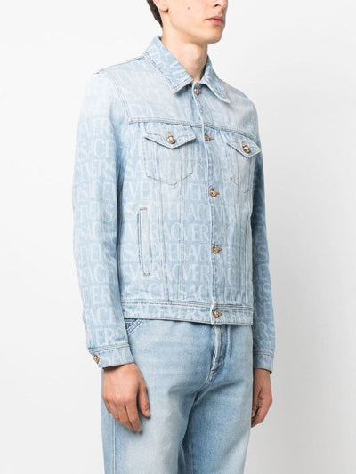 Giacca In Denim Con Logo All Over