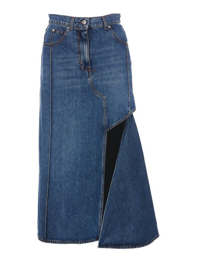 Gonna Asimmetrica In Denim Mcqueen