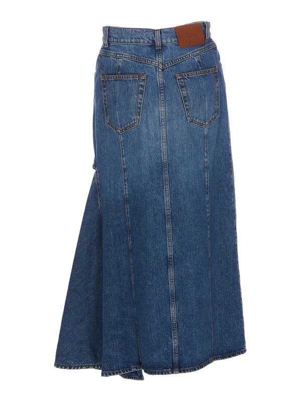 Gonna Asimmetrica In Denim Mcqueen