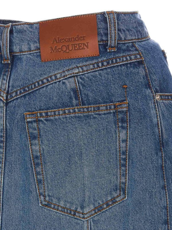 Gonna Asimmetrica In Denim Mcqueen