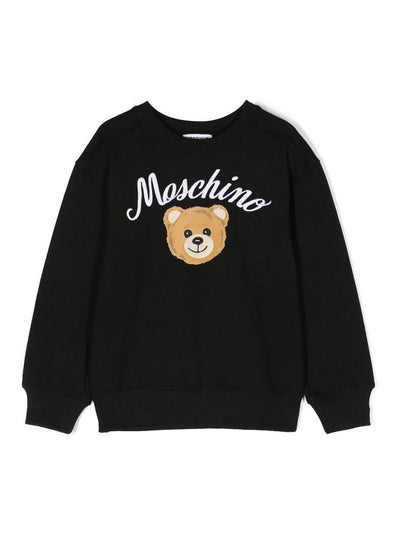 Felpa Moschino  In Cotone Nero Con Orsetto