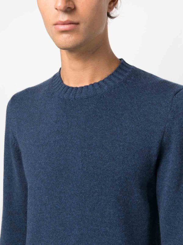 Maglia Girocollo In Cashmere Blu Navy