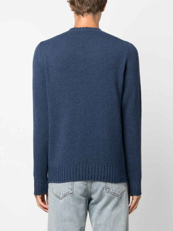 Maglia Girocollo In Cashmere Blu Navy