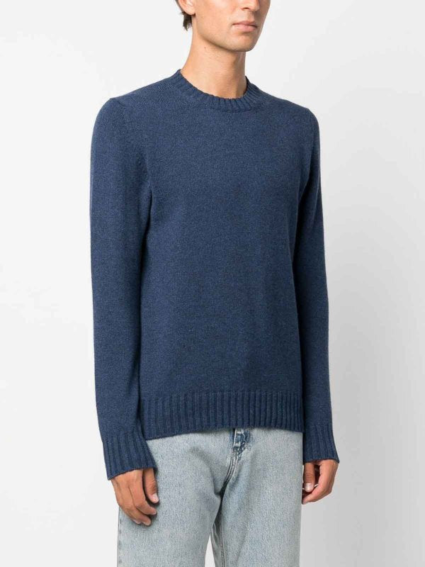 Maglia Girocollo In Cashmere Blu Navy