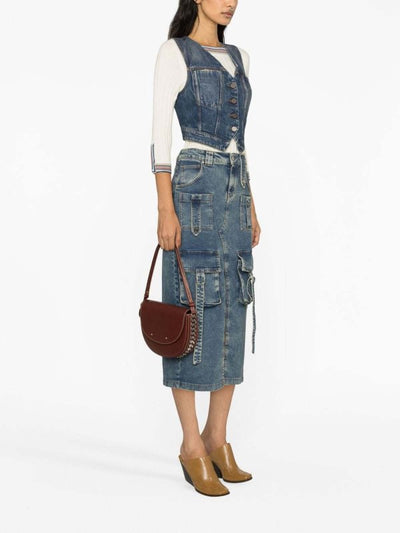 Gilet In Denim Con Scollo A V