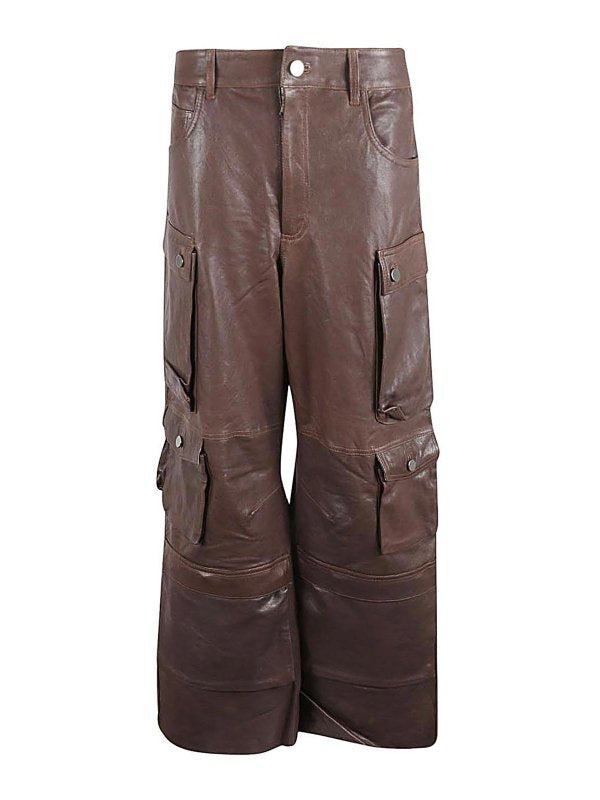 Pantaloni Cargo In Pelle