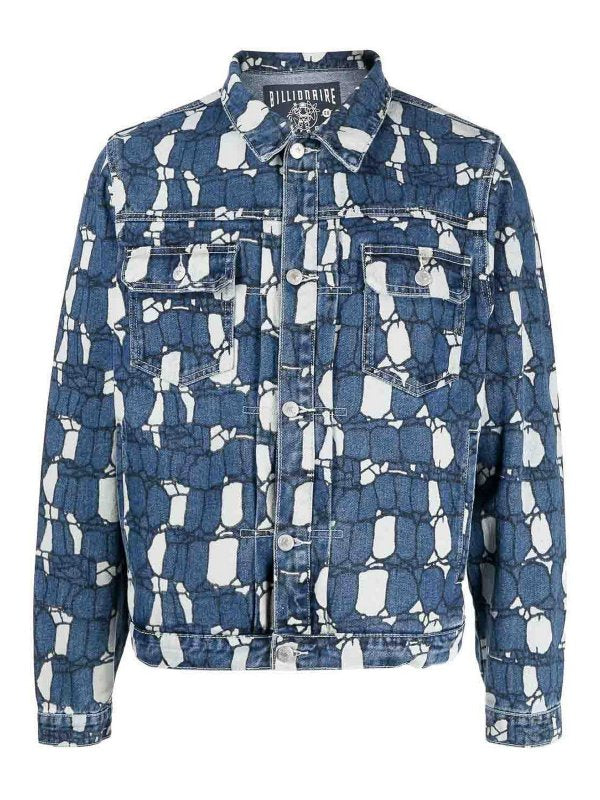 Giacca In Denim Con Stampa Mimetica