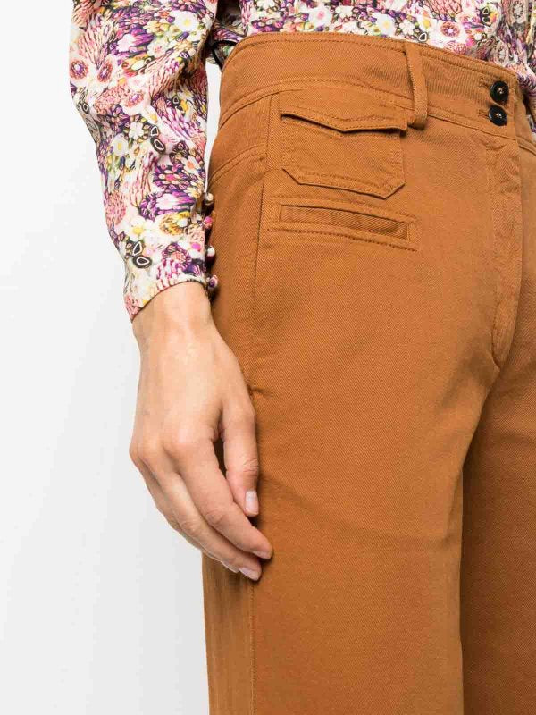 Pantaloni A Vita Alta In Twill Di Cotone