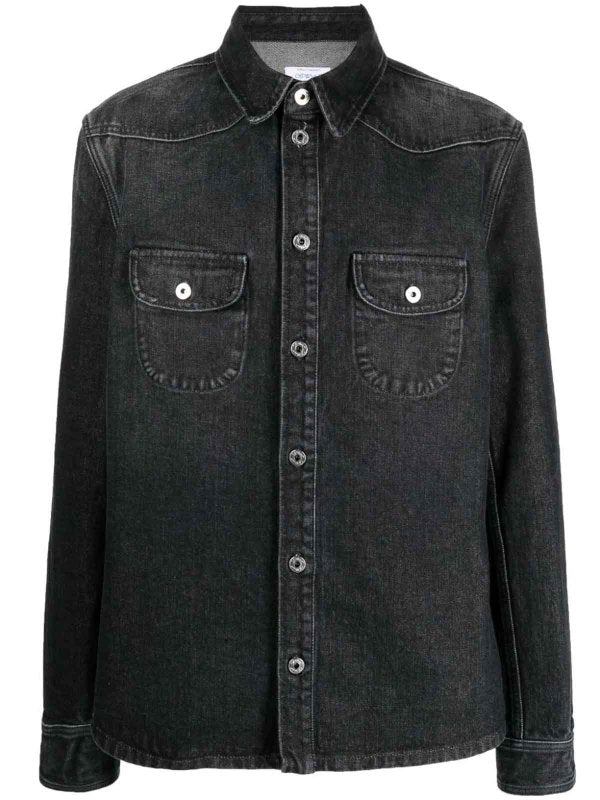 Camicia In Denim Con Logo Ricamato