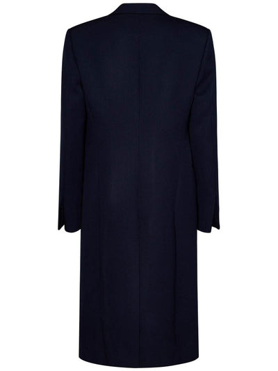 Cappotto Con Cintura In Lana Blu Navy