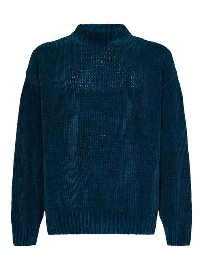 Pullover Lavorato A Maglia Blu