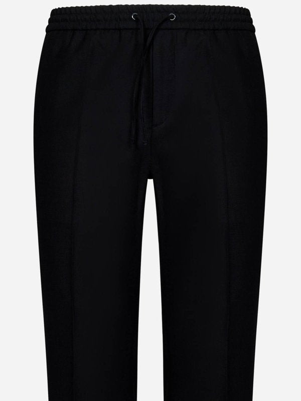 Pantaloni Jogger Neri In Lana