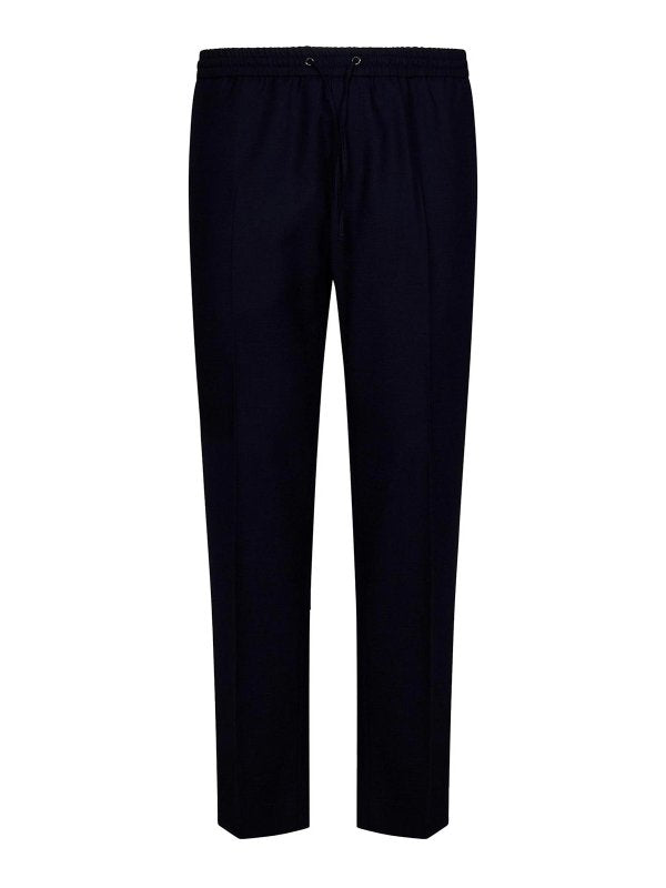 Pantaloni Jogger In Lana Blu Navy