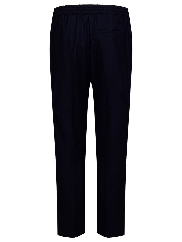 Pantaloni Jogger In Lana Blu Navy