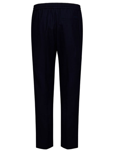 Pantaloni Jogger In Lana Blu Navy