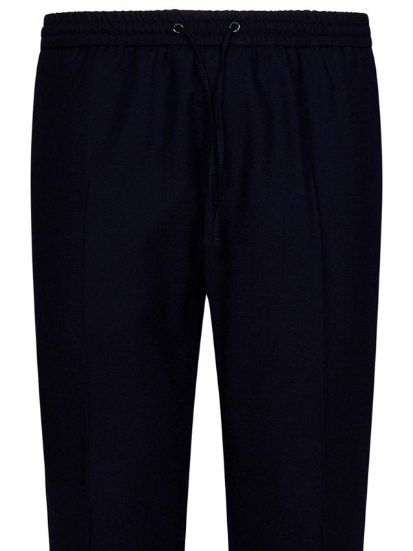 Pantaloni Jogger In Lana Blu Navy