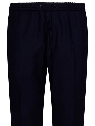 Pantaloni Jogger In Lana Blu Navy