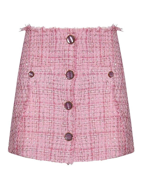 Minigonna In Tweed Rosa