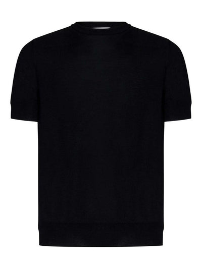 T-shirt Nera In Lana Merino Extrafine