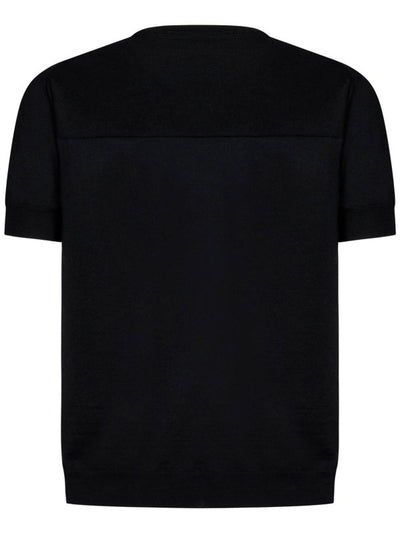 T-shirt Nera In Lana Merino Extrafine