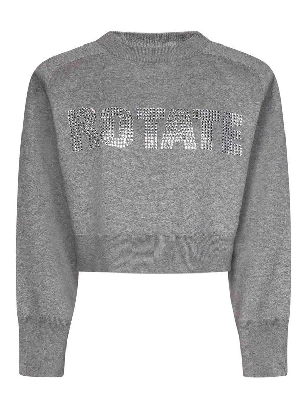 Felpa In Cashmere Grigio Melange Strass