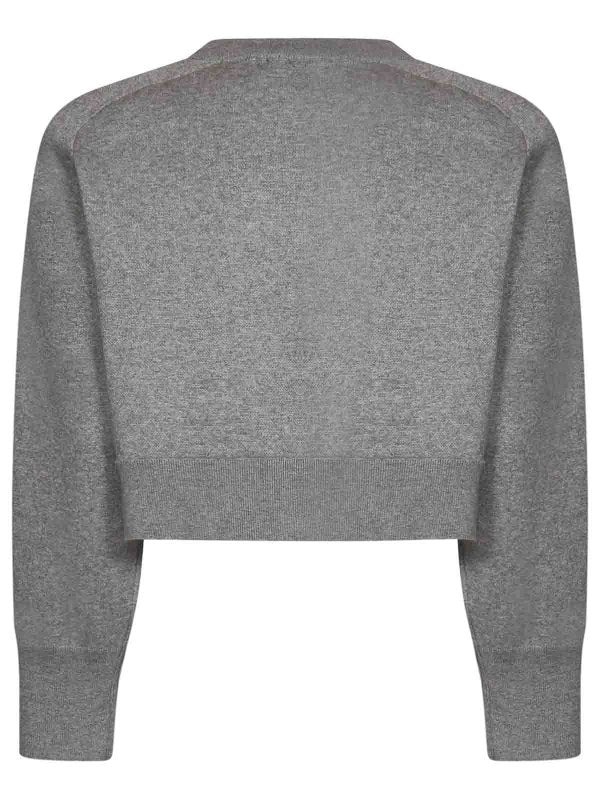 Felpa In Cashmere Grigio Melange Strass