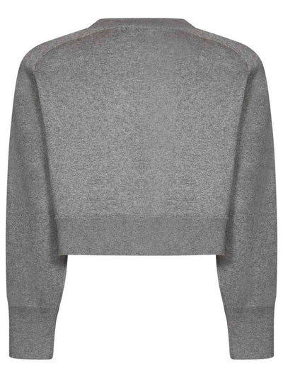 Felpa In Cashmere Grigio Melange Strass