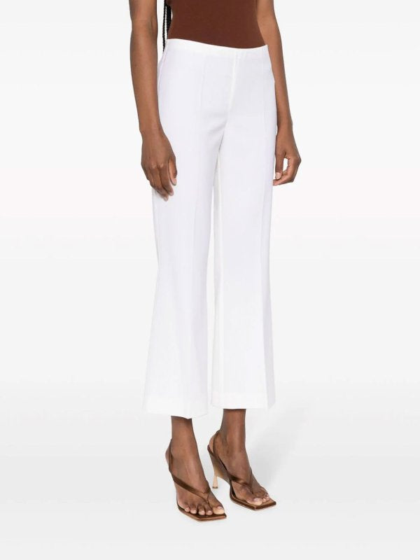 Pantaloni Cropped Svasati In Lana Stretch